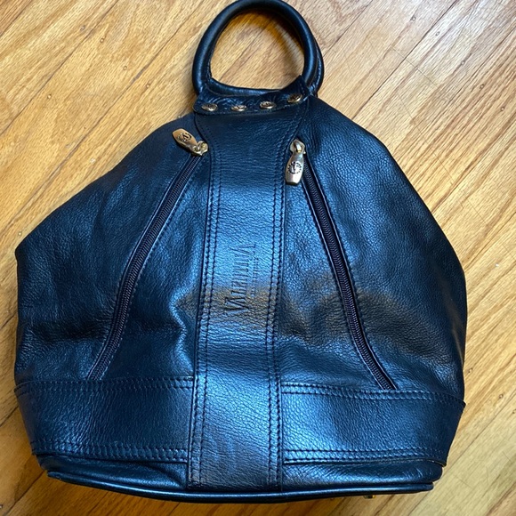 Valentina Bags Valentina Made In Italy Pebble Leather Convertible Backpack Shoulder Bag